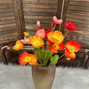 Bouquet de fleurs artificielles de coquelicot Junheyuan, 4 pièces, coloré, décoration intérieure, accessoires de mariage, photographie en extérieur - Product Image 3
