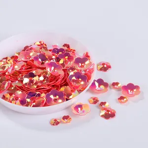 5mm 6mm 8mm 10mm diy handmade sequins 3D beaded gold shiny sequins dress loose concave plum flower holographic sequins