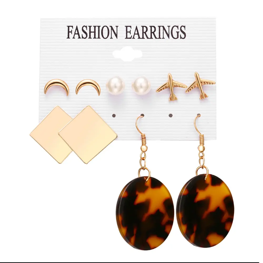 Fashion gold airplane earrings acrylic resin set For Women Wholesale N912033