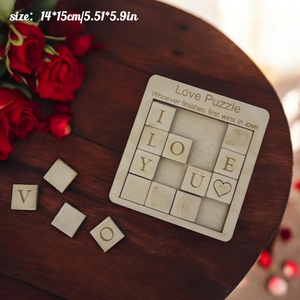 Puzzle d'amour personnalisé - Cadeaux de mariage et de la Saint-Valentin avec cœur <span class=keywords><strong>en</strong></span> <span class=keywords><strong>bois</strong></span> <span class=keywords><strong>sculpté</strong></span> et sac, Souvenir de couple <span class=keywords><strong>en</strong></span> <span class=keywords><strong>bois</strong></span> artisanal - Product Image 5