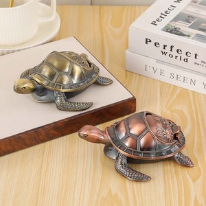 Cendrier portable minimaliste en métal avec couvercle décoré de tortue, forme ronde, design sur pied pour la maison et la <span class=keywords><strong>voiture</strong></span> - Product Image 6