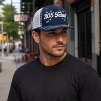 Casquette Trucker Personnalisée avec Logo Brodé 3D en Relief, Imprimé Bandana Rose sur la Visière, Dos en Maille, Fermeture Snapback, Style Streetwear, Casquette de Baseball, OEM