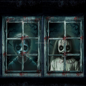HLC Halloween: Pósteres Gigantes Sangrientos para Ventanas, Adhesivos para Ventanas, Decoración de Fiesta, Cubierta para Puerta de Casa Encantada para Dormitorio Escolar Espeluznante - Product Image 4
