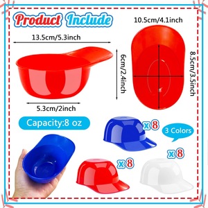 Mini-coupes à glace en forme de casque de baseball, 8 oz, jetables, petites coupes en plastique pour desserts, idéales pour les cadeaux de fête sur le thème du baseball - Product Image 4
