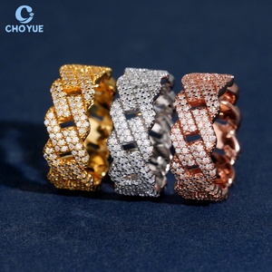 Hot Selling Bulk Wholesale S925 Sterling Silver Full Iced Moissanite Cuban <b>Ring</b> Rap Style Unisex Party Fine Jewelry <b>For</b> <b>Men</b> Gift - Product Image 1