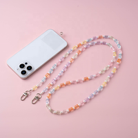 En gros, Sangles de téléphone et lanières pour téléphone mignonnes en perles acryliques colorées bonbon, avec breloque porte-clés, style bandoulière