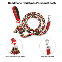 Laisse pour chien en paracorde, Nouveautés Noël 2026, Corde tressée rouge et verte faite à la main avec breloque Père Noël pour les promenades de Noël