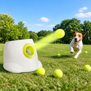 Lanceur de balles pour chien automatique moderne en plastique, lanceur de balles de tennis, trois portées de lancer 10, 20, 30 pieds, jeu en intérieur S-8303 - Product Image 1