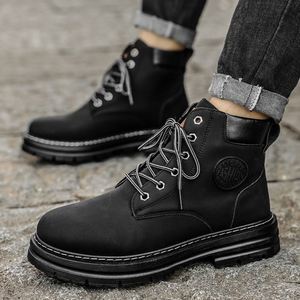 2025 New High Top Men's <b>Boots</b> Work Shoes Fashionable Yellow Leather <b>Boots</b> - Product Image 6