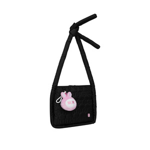 Iron Baby Rabbit <b>Backpack</b> Black Plush Faux Fur Streetwear Bag Featuring Hooded Leather Jacket Detail And Plush Straps - Product Image 3
