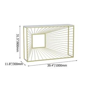 Mesa Consola Rectangular Moderna para Oficina con Cubierta de Vidrio, Diseño Ligero y Duradero de Hierro y Mármol Blanco - Product Image 1