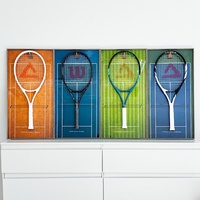 Marco de Fotos para Raqueta de Tenis de Metal y Madera, Decoración de Pared Rectangular Negra, Ecológica y Duradera, para Campeonatos Grand Slam