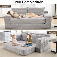 Sofá Cama Chesterfield Moderno y Compacto en Forma de L, 2 en 1, Tapizado en Terciopelo Gris, Convertible, de Dos Plazas, Lavable, Plegable y Duradero