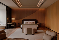 Meubles de salon pour suite présidentielle d'hôtel 5 étoiles, canapé contemporain, ensemble de table basse, structure en bois de frêne, rembourrage élégant, chambre VIP