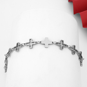 Hot Selling Simple Popular Design Hollowed Out Cross <b>Chain</b> Bracelet <b>Titanium</b> Steel Unisex's Bracelets Trendy Jewelry Wholesale - Product Image 5