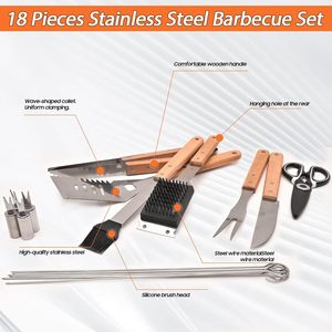 Accesorios para Parrilla de Barbacoa, Cepillo de Acero Inoxidable, Utensilios para Barbacoa al Aire Libre, Juego de Herramientas para Barbacoa, Juego de Herramientas para Camping con Bolsa de Transporte - Product Image 6