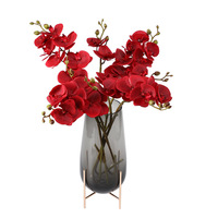 Anggrek Phalaenopsis 2 Cabang Kecil dengan Sentuhan Sutra dan Efek Melembapkan, Bunga Laminasi, Cetakan Injeksi, Cetak 3D, Buatan