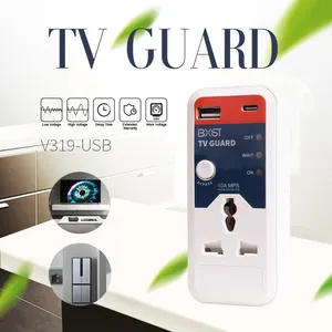 Protección contra sobretensión y bajo voltaje de 220V con USB, protector de TV protector de nevera para el hogar