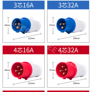 قابس ip44 CE 16/32 A 3P + E 380-415V, قابس صناعي ، تيار مباشر ، بيع مباشر من المصنع ، مقاوم للماء ، ذيل مدبب - Product Image 4