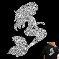 Sirène Hotfix Strass Modèle Strass Motif Plat Verre Transfert À Chaud Patch Bling Cristal Motif Chaussures Décor Strass