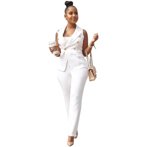 Ensemble <span class=keywords><strong>de</strong></span> travail élégant pour <span class=keywords><strong>femme</strong></span> : veste d'été à boutons, pantalon et gilet, idéal pour le <span class=keywords><strong>bureau</strong></span> (taille petite) - Product Image 4