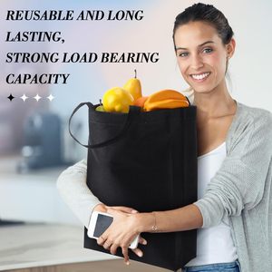 Sacs fourre-tout réutilisables en non-tissé, 3 tailles, sacs de courses pliables avec poignées, lot de 60, usage professionnel - Product Image 6
