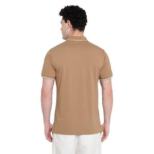 Men's Olive Green Short Sleeve Polo <b>Shirt</b> Solid Color Pique Knit Casual Wear With <b>Pocket</b> And Contrast Trim Polo <b>Shirts</b> - Product Image 6