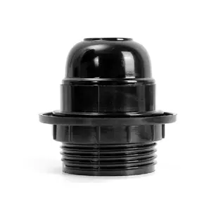 E26 E27黑色塑料半齿灯座黑色电木自锁照明螺丝底座插座E27灯座