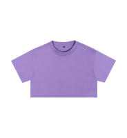 Vêtements streetwear pour femmes, logo personnalisé, 210GSM, 100% coton, couleur unie, crop top ample, t-shirt en coton personnalisé pour femmes