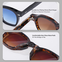 Vente en gros d'usine, lunettes de soleil classiques rétro, logo de marque personnalisé, monture en acétate de haute qualité, lunettes de soleil rondes vintage, prix de gros