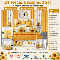 Ensemble de literie de luxe pour lit king size, 24 pièces, avec rideaux, ensemble complet pour chambre à coucher et salle de bain, pour la maison