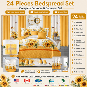 Ensemble de literie de luxe pour lit king size, 24 pièces, avec rideaux, ensemble complet pour chambre à coucher et salle de bain, pour la maison - Product Image 1