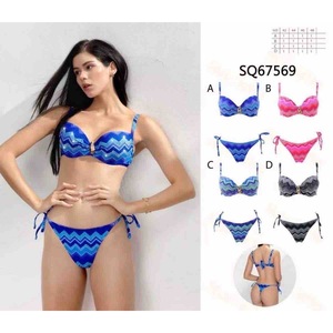 Set bikini HDJ con push-up e ferretto, costume da bagno con motivo a chevron, abbigliamento da spiaggia da donna, taglia 42 44 46 48 - Product Image 1