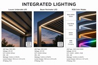 Pergola électrique à lames orientables en aluminium, capteur de pluie, étanche, finition thermolaquée, design moderne/classique, personnalisable