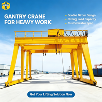Grue portique à double poutre européenne sur mesure avec cabine de commande à distance, 10 tonnes, automatique, pour opérations de levage extérieures lourdes