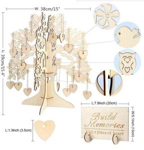 Unique <strong>Wedding</strong> Guest <strong>Book</strong> Alternative Rustic Guest <strong>Registry</strong> Wood Tree Frame Drop Box Guest <strong>Books</strong> with 50pcs Wooden Hearts - Product Image 5