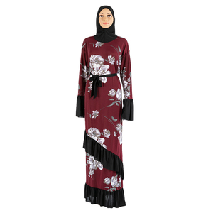 Abbigliamento Islamico Quotidiano all'Ingrosso, Abaya Stampata con Cappuccio per Donne Musulmane, Vestiti Jilbab Turchi, Burqa - Product Image 1