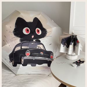 Paraguas de Viaje Personalizado con Estampado de Gato y Camión, Protección UV, Resistente al Viento, Plegable y Compacto <span class=keywords><strong>para</strong></span> Mujer - Product Image 2