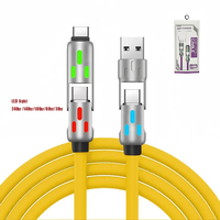 Cable de Datos 4 en 1 de Aleación de Zinc y Silicona de 1M, 240W, Carga Rápida para Auto, Luz Ambiental con Efecto Arcoíris, Compatible con Apple 16