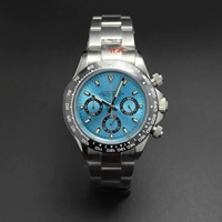 Montre chronographe à quartz pour hommes, 39mm, boîtier en acier, lunette noire, verre saphir, mouvement VK63