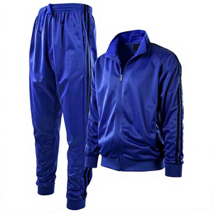 Combinaison de jogging en polyester à fermeture éclair complète avec logo personnalisé, survêtements de sport décontractés pour hommes, tenue de fitness personnalisable - Product Image 1