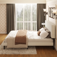 Cadre de lit en tissu velours capitonné réglable de luxe pour mobilier de chambre moderne, gris, durable et fiable