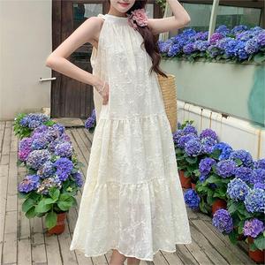 <span class=keywords><strong>Robe</strong></span> <span class=keywords><strong>longue</strong></span> maxi en polyester pur, respirante, sans manches, décontractée, ample, avec ceinture à nouer, vente en gros personnalisée, <span class=keywords><strong>robe</strong></span> élégante en dentelle française pour femmes - Product Image 2