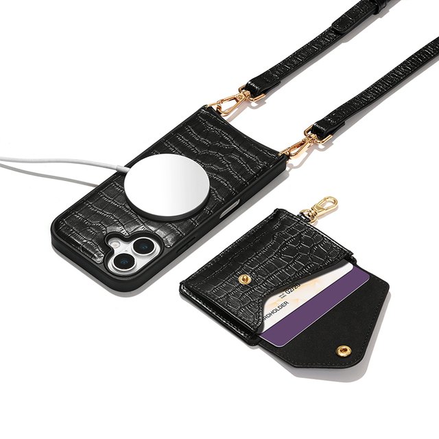 Multi-functional Fashionable Crossbody Lanyard Leather Phone Case for iPhone 17 16 15 14 13 Card Holder Wallet Case