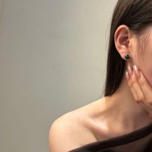 Boucles d'oreilles clous en argent S925 Dylam Elegance Design, forme cercle, jade vert, pour accessoires de tenue quotidienne - Product Image 4