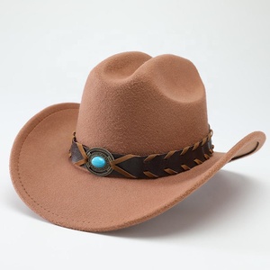 Sombrero Vaquero de Fieltro Personalizado al por Mayor para Hombre y Mujer, Gorra Fedora de Fieltro con Decoración de Cinturón, Estilo Europeo Americano de Moda - Product Image 2