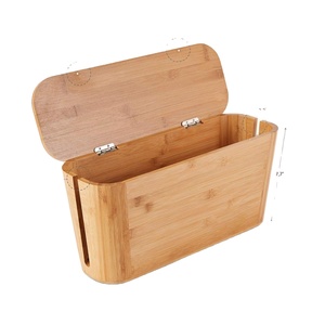 Bamboo Wood Cable Management Box Cord Organizer Box