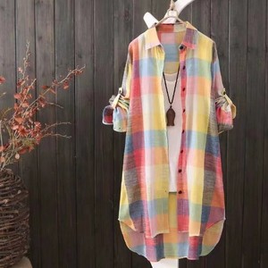 Phụ Nữ Sọc Cotton <span class=keywords><strong>Linen</strong></span> Áo Sơ Mi Ăn Mặc Đơn Ngực Dài Tay Áo Lỏng Lẻo Mùa Xuân Mùa Hè Phụ Nữ Giản Dị Cộng Với Kích Thước Ăn Mặc - Product Image 3