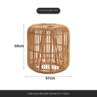 Table basse en rotin tressé et bois massif, style moderne et créatif, pour salon et maison d'hôtes, Asie du Sud-Est