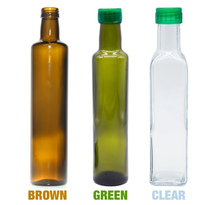 Lot De 4 Bouteilles D'Huile 1000 Ml Avec 2 Becs Verseurs Et Étiquettes - Verre Carré